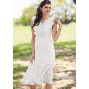 Matilda Jane X Joanna Gaines Sweet As Sugar Midi Dress Ruffled Eyelet Ivory